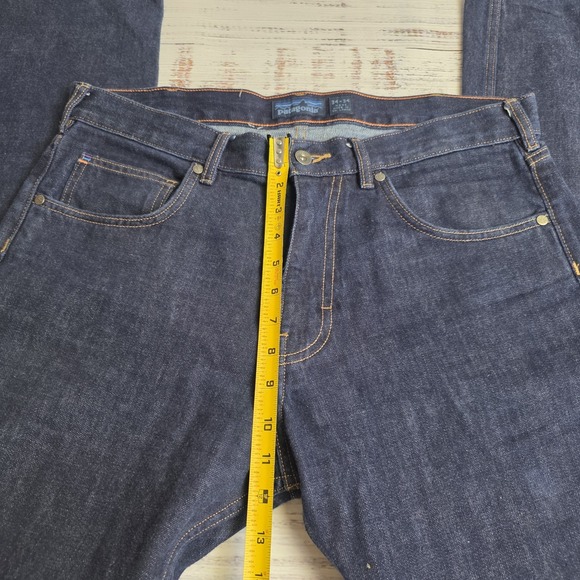 Patagonia Iron Clad Jeans Mens 34x34 Straight Fit Dark Wash Blue Denim Cotton - Picture 9 of 11